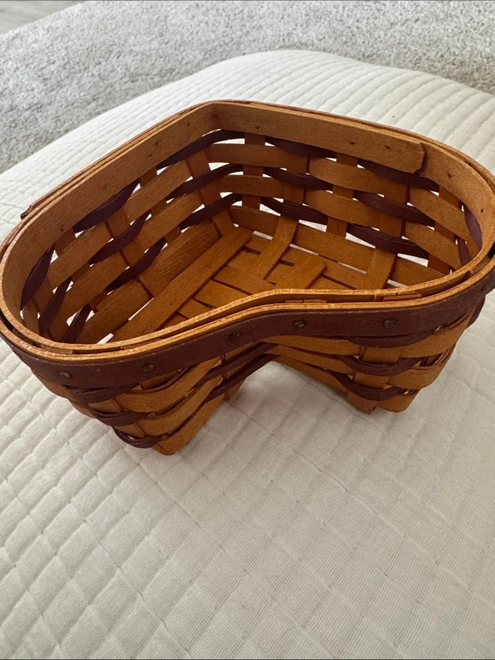 Longaberger 2000 Heart Basket Red Sweetheart Weave Handwoven Signed Basket Only